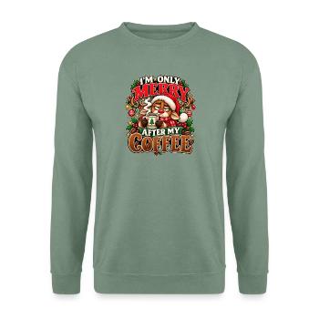 Merry After My Coffee Reindeer - Unisex Pullover - Graugrün - Vorne