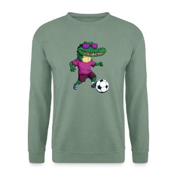 Alligator Fussball Krokodil - Unisex Pullover - Graugrün - Vorne