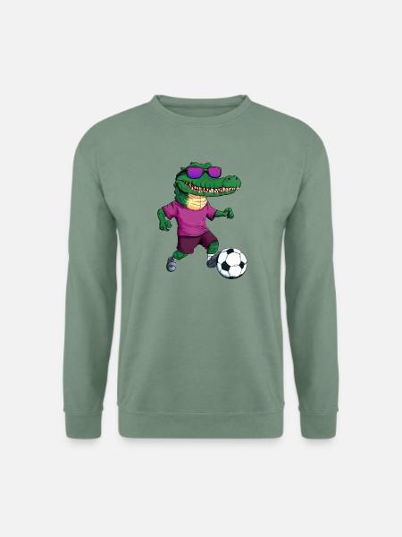 Alligator Fussball Krokodil - Unisex Pullover - Graugrün