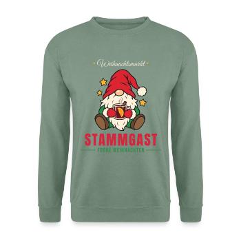 Weihnachtsmarkt Stammgast - Wichtel - Unisex Pullover - Graugrün - Vorne