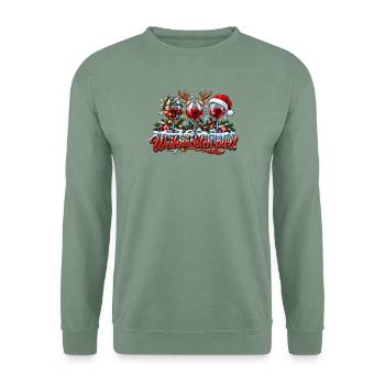Weihnachtswein Pur - Unisex Pullover - Graugrün - Vorne