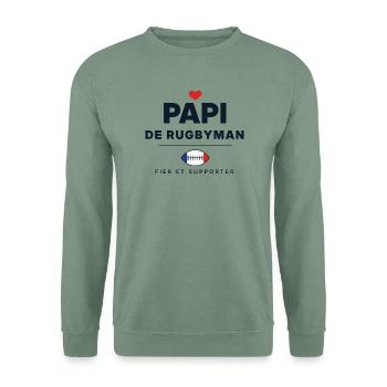 Opa eines Rugbyspielers - Unisex Pullover - Graugrün - Vorne