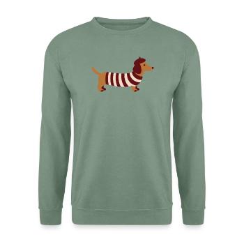 Niedliches französisches Dackel Weiner Dog-Beret Graphic T-Shirt - Unisex Pullover - Graugrün - Vorne