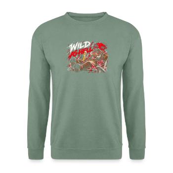 Wild As Hell Wildschwein mit Bier - Unisex Pullover - Graugrün - Vorne