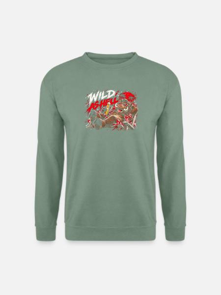 Wild As Hell Wildschwein mit Bier - Unisex Pullover - Graugrün