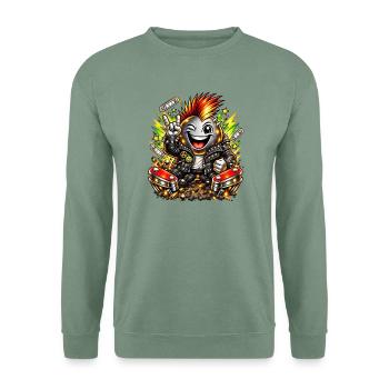 Punk Bomber pinball flipper Peace Love Multiball  - Unisex Pullover - Graugrün - Vorne