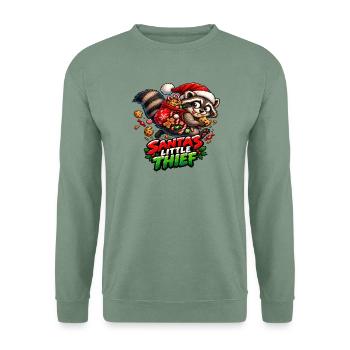 Santas kleiner Dieb - Unisex Pullover - Graugrün - Vorne