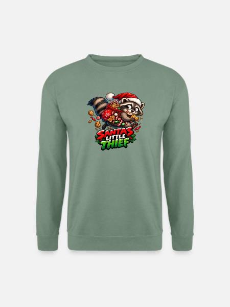 Santas kleiner Dieb - Unisex Pullover - Graugrün