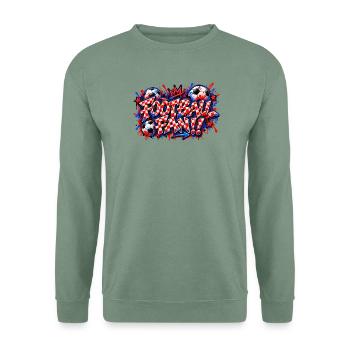 FUSSBALLFAN – Rotes Schachbrett-Graffiti, das zuschlägt - Unisex Pullover - Graugrün - Vorne