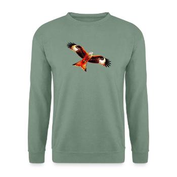 Roter Milan im Flug - Unisex Pullover - Graugrün - Vorne