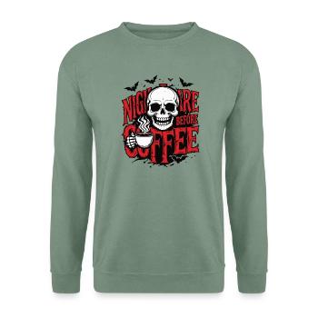 Albtraum vor dem Kaffee - Unisex Pullover - Graugrün - Vorne
