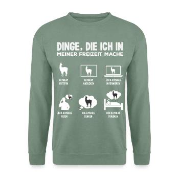 Lustiges Alpaka & Lama Motiv Geschenk - Unisex Pullover - Graugrün - Vorne