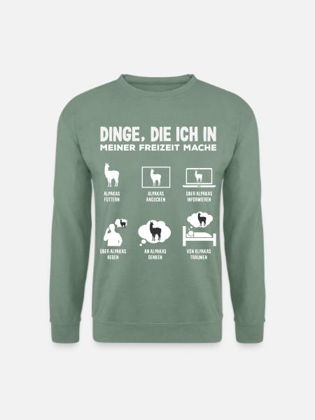 Lustiges Alpaka & Lama Motiv Geschenk - Unisex Pullover - Graugrün