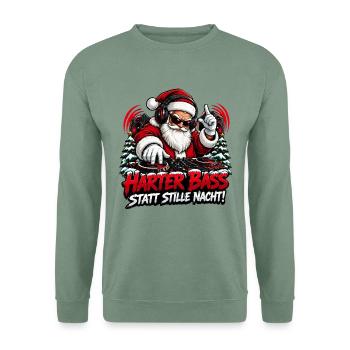 Harter Bass Santa Remix - Unisex Pullover - Graugrün - Vorne