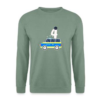 4. Geburtstag Junge Polizeiauto 4 Jahre Polizei - Unisex Pullover - Graugrün - Vorne