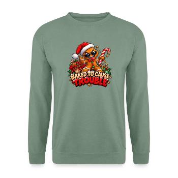 Lebkuchen-Bully – Weihnachts-Unruhestifter - Unisex Pullover - Graugrün - Vorne
