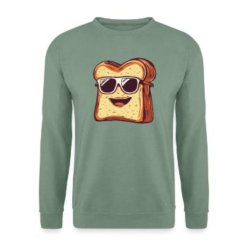 Lachender Toast mit Sonnenbrille - Unisex Pullover - Graugrün - Vorne