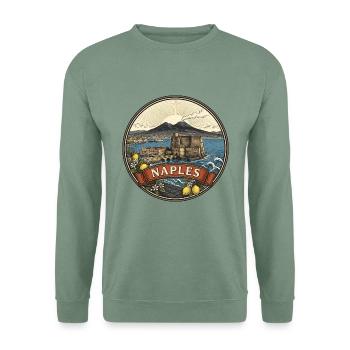 Neapel Italien Reiseabzeichen Vesuv-Souvenir - Unisex Pullover - Graugrün - Vorne