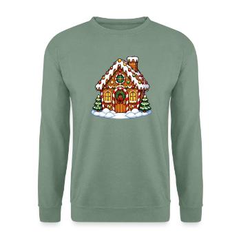 Lebkuchenhaus Winterzauber - Unisex Pullover - Graugrün - Vorne