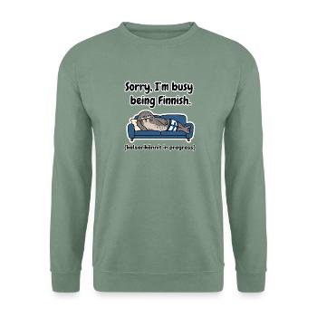 Beschäftigt als finnischer Saimaa-Robbe - Unisex Pullover - Graugrün - Vorne