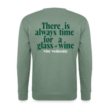 Zeit für ein Glas Wein – Wine Wednesday - Unisex Pullover - Graugrün - Hinten
