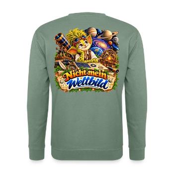 Wenuma Nicht mein Weltbild - Unisex Pullover - Graugrün - Hinten