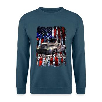 Vintage Truck Flaggen Hintergrund - Unisex Pullover - Indigoblau - Vorne