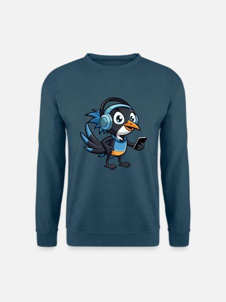 Elster Lustige Zeichentrickfigur Kopfhörer Musik - Unisex Pullover - Indigoblau