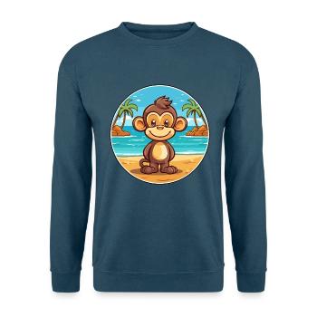Affe Aquarell Cartoon Kawaii Clipart Tier - Unisex Pullover - Indigoblau - Vorne