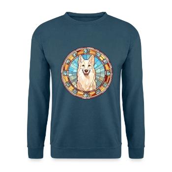 Berger Blanc Suisse Hunderasse Buntglas Colorf - Unisex Pullover - Indigoblau - Vorne