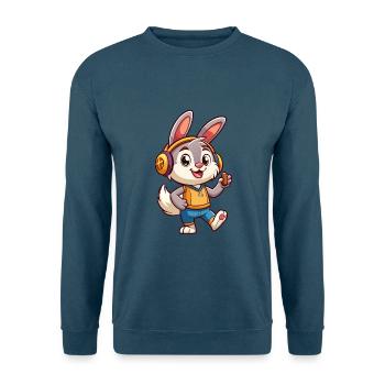 Kaninchen Lustige Zeichentrickfigur Kopfhörer Musik - Unisex Pullover - Indigoblau - Vorne
