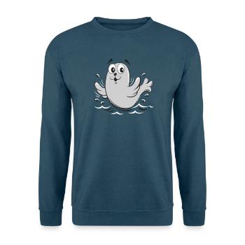 FUN BABY SEAL, SAIMAANNRPAPA TEXTILES (10-43) - Unisex Pullover - Indigoblau - Vorne