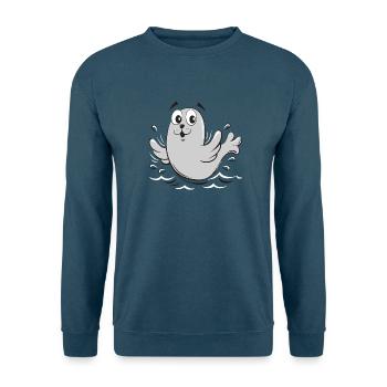 FUN BABY SEAL, SAIMAANNRPAPA TEXTILES (10-43) - Unisex Pullover - Indigoblau - Vorne