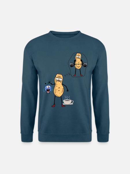 Erdnuss Morgenmuffel Frühaufsteher Bodybuilder - Unisex Pullover - Indigoblau