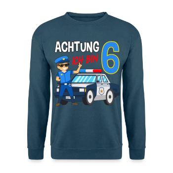 6. Geburtstag Polizei Auto 6 Jahre alt Polizist - Unisex Pullover - Indigoblau - Vorne