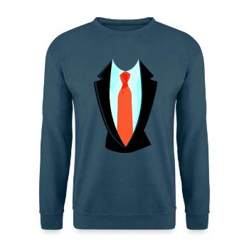 Fake Anzug Mit Krawatte Overall Kostüm - Unisex Pullover - Indigoblau - Vorne