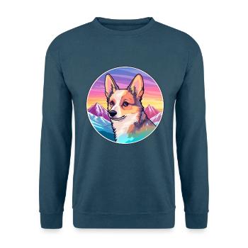 Norwegische Lundehund Hunderasse Cartoon Kawaii Wasser - Unisex Pullover - Indigoblau - Vorne