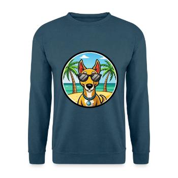 Russischer Harlekin Hund Rasse Cartoon Strand - Unisex Pullover - Indigoblau - Vorne