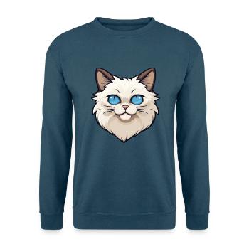 Birma Heilige Katze Karikatur Aquarell Illustration - Unisex Pullover - Indigoblau - Vorne
