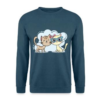 Katzenpaar verliebt - Kuschelnde Katzen blau - Unisex Pullover - Indigoblau - Vorne
