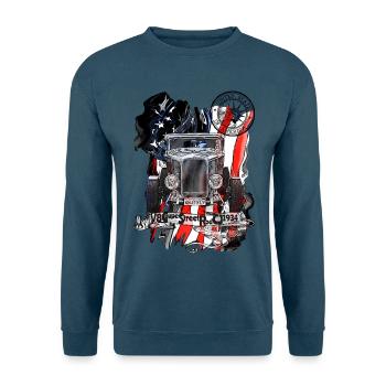 Vintager Stret Rot Americana - Unisex Pullover - Indigoblau - Vorne