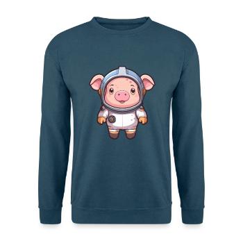 Astronaut Lustiges Schwein Kawaii Cartoon Tier Haustier - Unisex Pullover - Indigoblau - Vorne