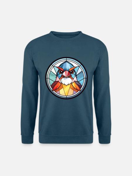 Spatz Bunte Aquarell-Tierillustration - Unisex Pullover - Indigoblau