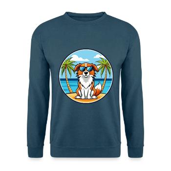 Nederlandse Kooikerhondje Hunderasse Cartoon Strand - Unisex Pullover - Indigoblau - Vorne