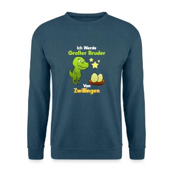Ich Werde Großer Bruder Von Zwillingen Dinos - Unisex Pullover - Indigoblau - Vorne