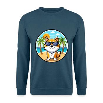 Hokkaido Hunderasse Cartoon Sonnenbrille Strand - Unisex Pullover - Indigoblau - Vorne