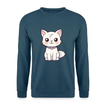 Katze niedliche Karikatur Kawaii Aquarell Tier Haustier - Unisex Pullover - Indigoblau - Vorne