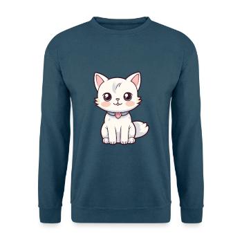 Katze niedliche Karikatur Kawaii Aquarell Tier Haustier - Unisex Pullover - Indigoblau - Vorne