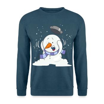 Snowsey, der kleine Schneemann, voll erschrocken. - Unisex Pullover - Indigoblau - Vorne