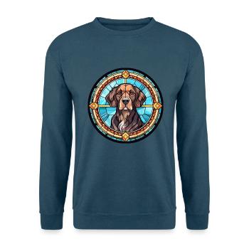 Portugiesischer Wachhund Rasse Buntglas Colorf - Unisex Pullover - Indigoblau - Vorne